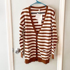 NEW L Love Striped Cardigan Sweater Size M 